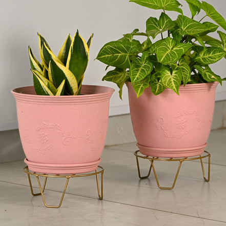 Leafy Planter 10" with Stand Set of 2