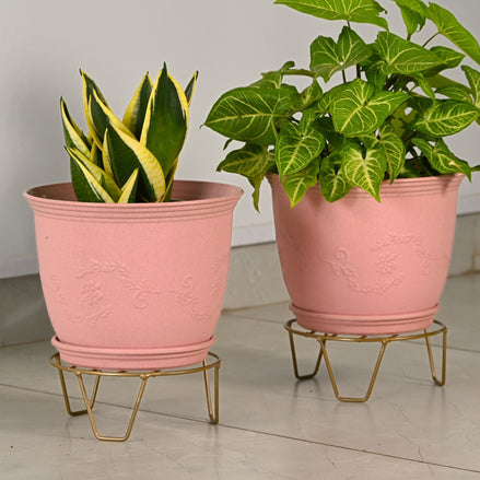 Leafy Planter 10" with Stand Set of 2