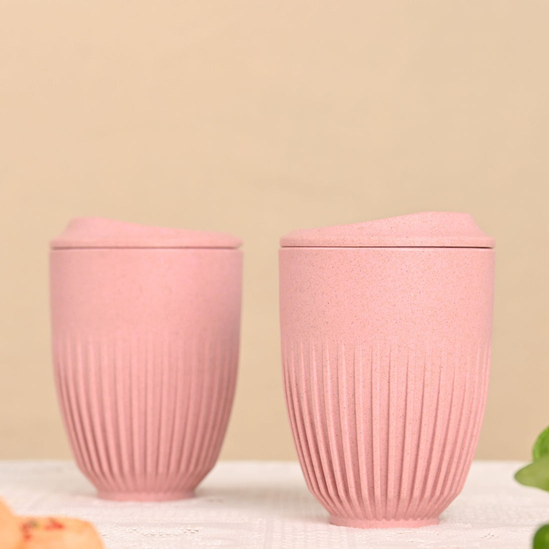 Retro Coffee Mug with Lid 350ml - Set of 2