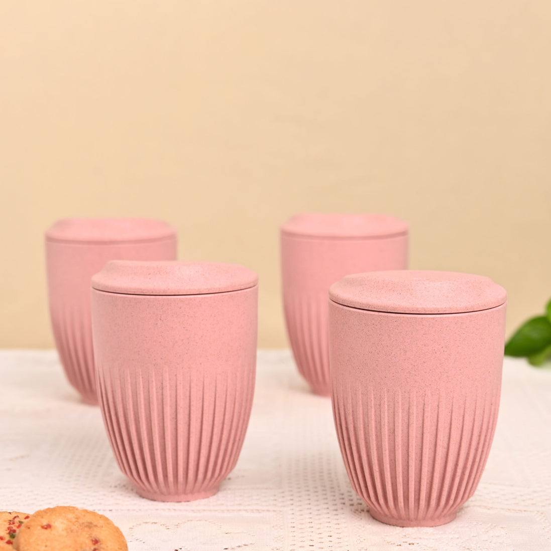 Retro Coffee Mug with Lid 350ml - Set of 4