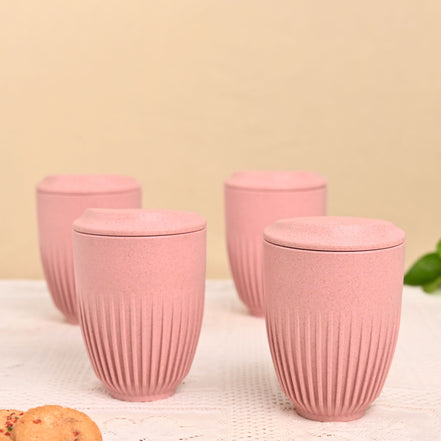 Retro Coffee Mug with Lid 350ml - Set of 4