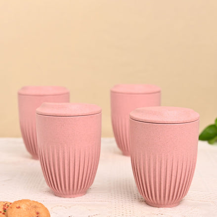 Retro Coffee Mug with Lid 350ml - Set of 4