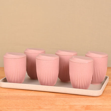 Retro Coffee Mug with Lid 350ml - Set of 6